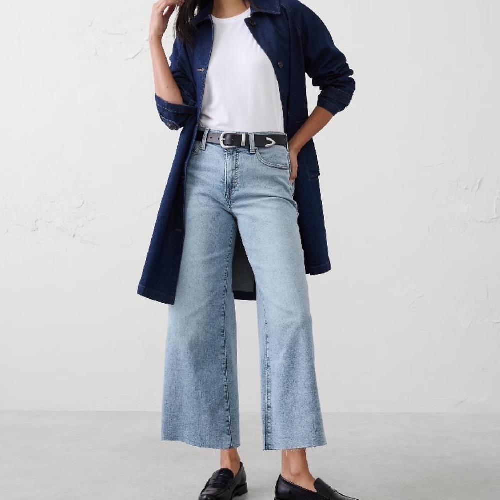 Banana Republic Wide-Leg High-Rise Cropped Jeans Light Wash 27/4 New With‎ Tags